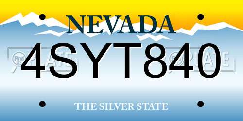 4SYT840 Nevada License Plate