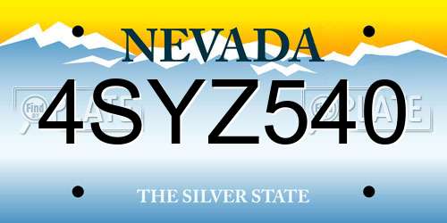 4SYZ540 Nevada License Plate