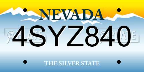 4SYZ840 Nevada License Plate