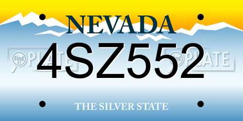 4SZ552 Nevada License Plate