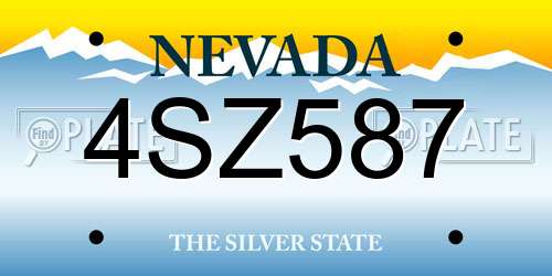 4SZ587 Nevada License Plate