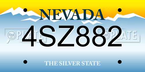 4SZ882 Nevada License Plate