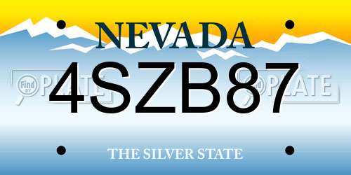 4SZB87 Nevada License Plate