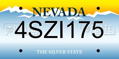4SZI175 Nevada License Plate