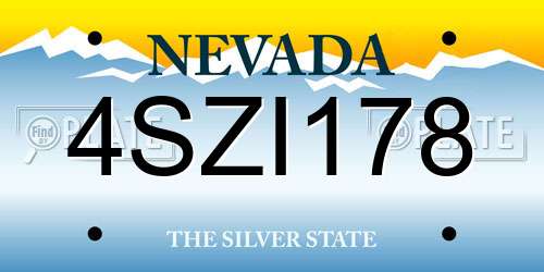 4SZI178 Nevada License Plate