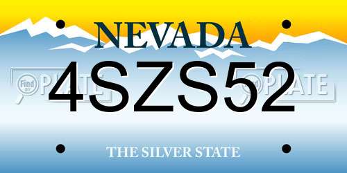 4SZS52 Nevada License Plate