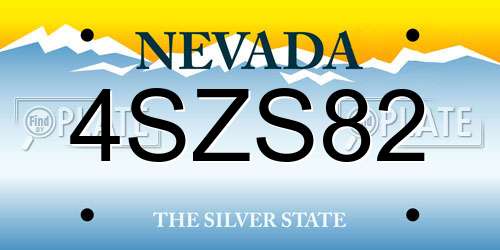 4SZS82 Nevada License Plate