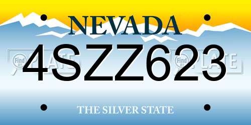 4SZZ623 Nevada License Plate