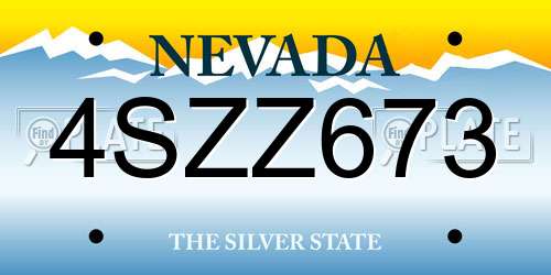 4SZZ673 Nevada License Plate