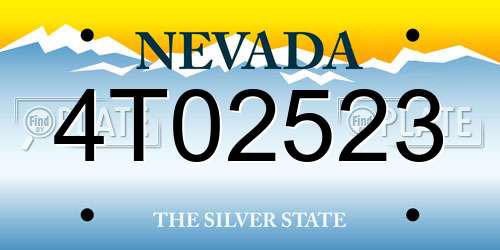 4T02523 Nevada License Plate