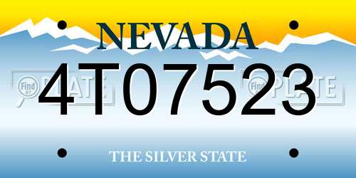 4T07523 Nevada License Plate