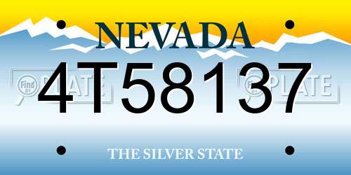4T58137 Nevada License Plate