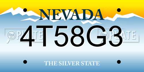 4T58G3 Nevada License Plate