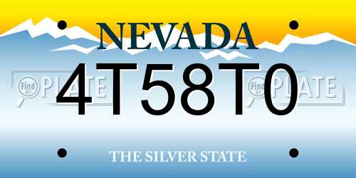 4T58T0 Nevada License Plate