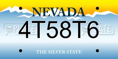 4T58T6 Nevada License Plate
