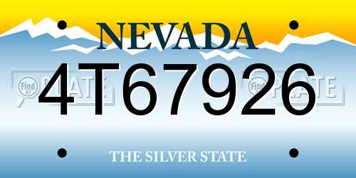 4T67926 Nevada License Plate