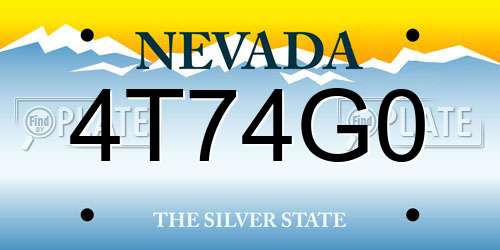 4T74G0 Nevada License Plate