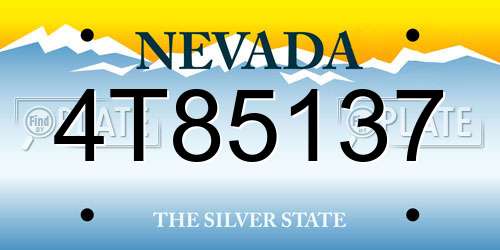 4T85137 Nevada License Plate