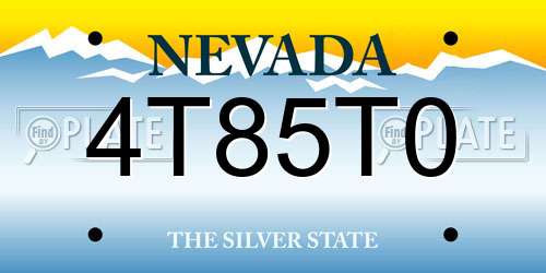 4T85T0 Nevada License Plate