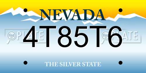 4T85T6 Nevada License Plate