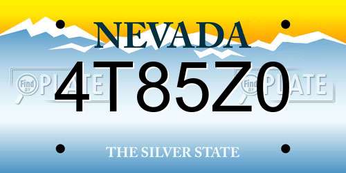 4T85Z0 Nevada License Plate