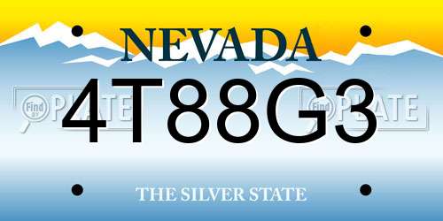 4T88G3 Nevada License Plate