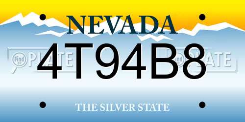 4T94B8 Nevada License Plate