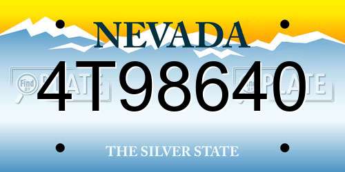 4T98640 Nevada License Plate