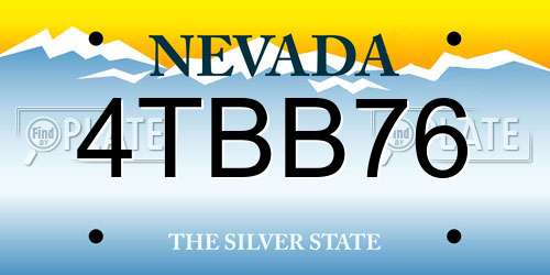 4TBB76 Nevada License Plate