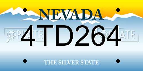 4TD264 Nevada License Plate