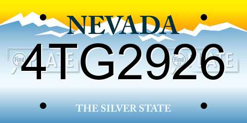 4TG2926 Nevada License Plate