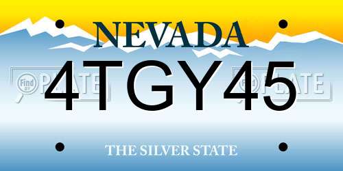 4TGY45 Nevada License Plate