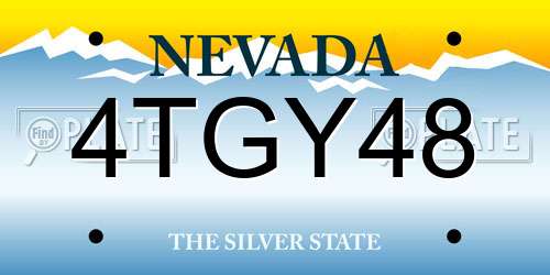 4TGY48 Nevada License Plate