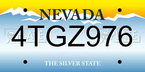 4TGZ976 Nevada License Plate