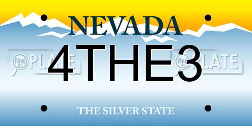 4THE3 Nevada License Plate
