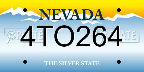 4TO264 Nevada License Plate