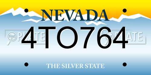 4TO764 Nevada License Plate