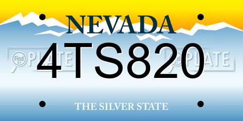 4TS820 Nevada License Plate