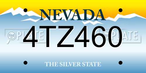 4TZ460 Nevada License Plate
