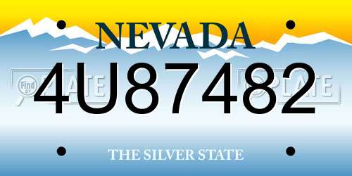 4U87482 Nevada License Plate