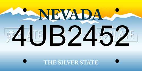 4UB2452 Nevada License Plate