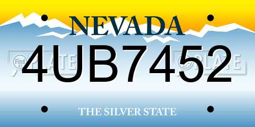 4UB7452 Nevada License Plate
