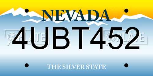 4UBT452 Nevada License Plate
