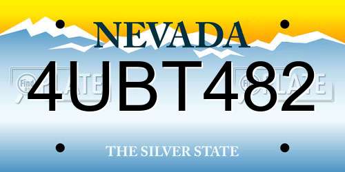 4UBT482 Nevada License Plate