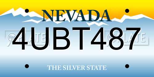 4UBT487 Nevada License Plate