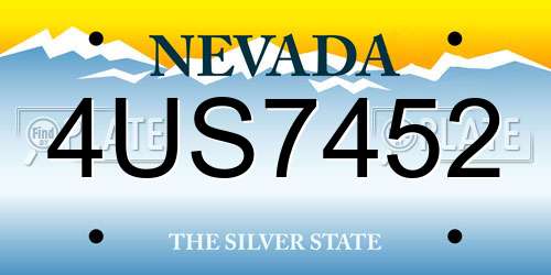 4US7452 Nevada License Plate