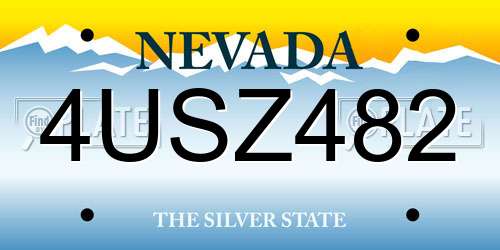 4USZ482 Nevada License Plate