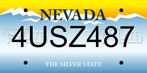 4USZ487 Nevada License Plate