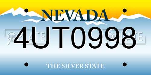4UT0998 Nevada License Plate