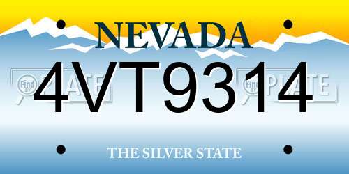4VT9314 Nevada License Plate